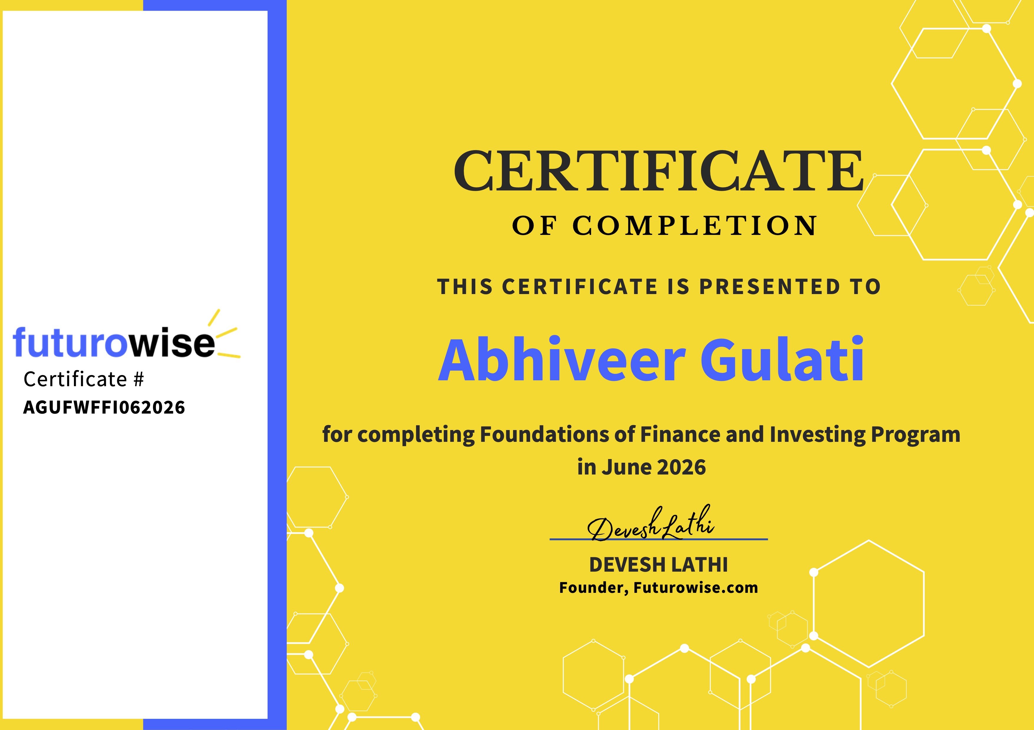 Foundations of Finance & Investing Certificate
